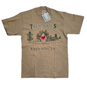 Vtg 90s The Smokies Maggie Valley Cardinal Single Stitch Shirt Sz M USA Made NWT